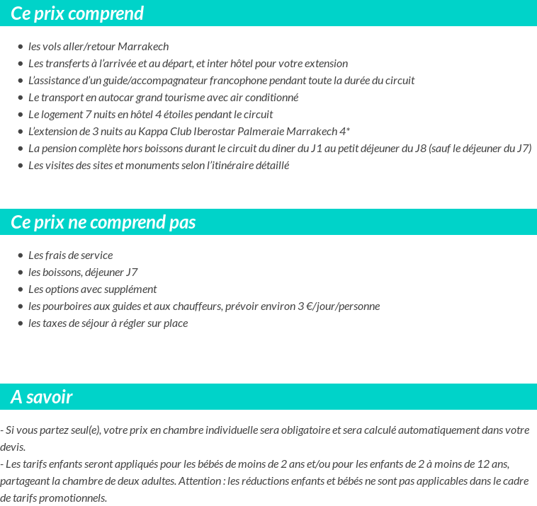 Conditions tarifaires