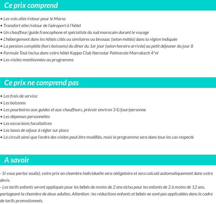 Conditions tarifaires