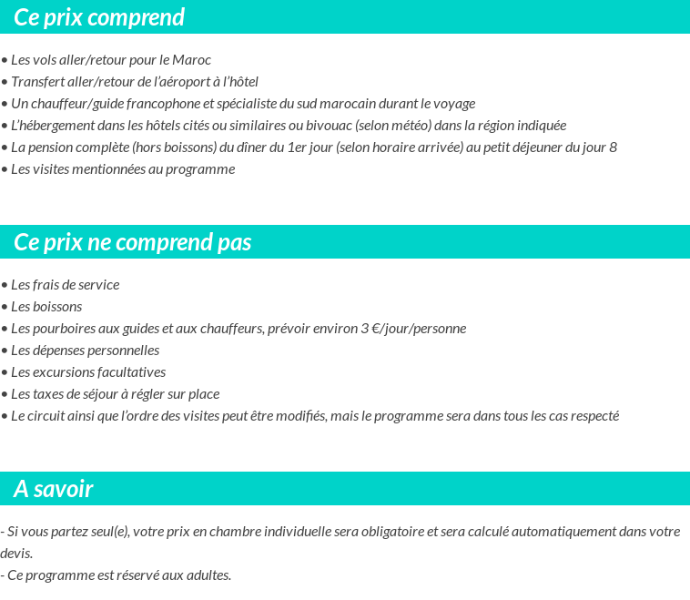 Conditions tarifaires