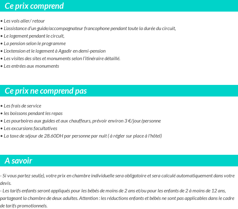 Conditions tarifaires