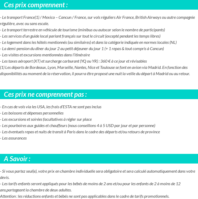 Conditions tarifaires