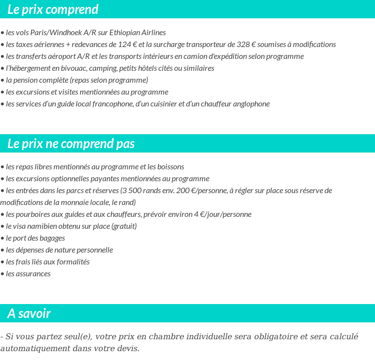 Conditions tarifaires