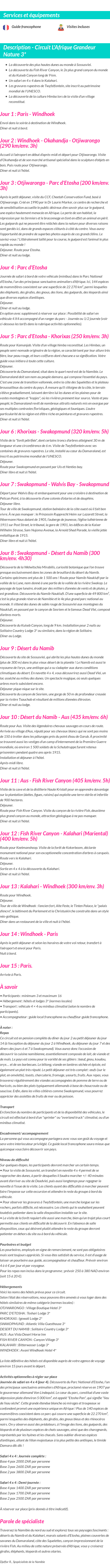 Détails du séjour