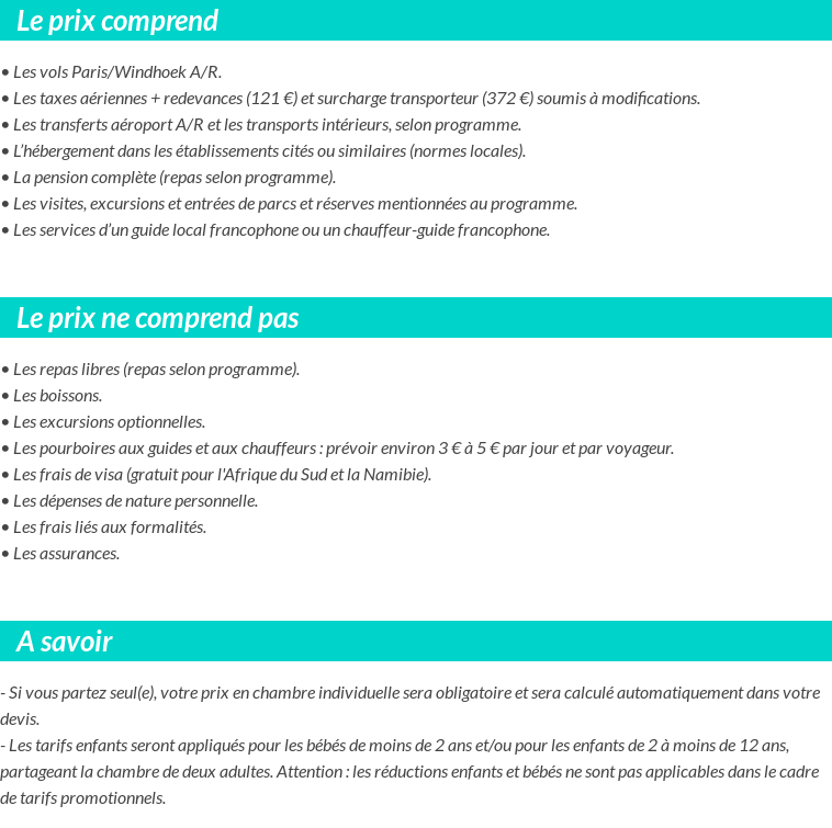 Conditions tarifaires