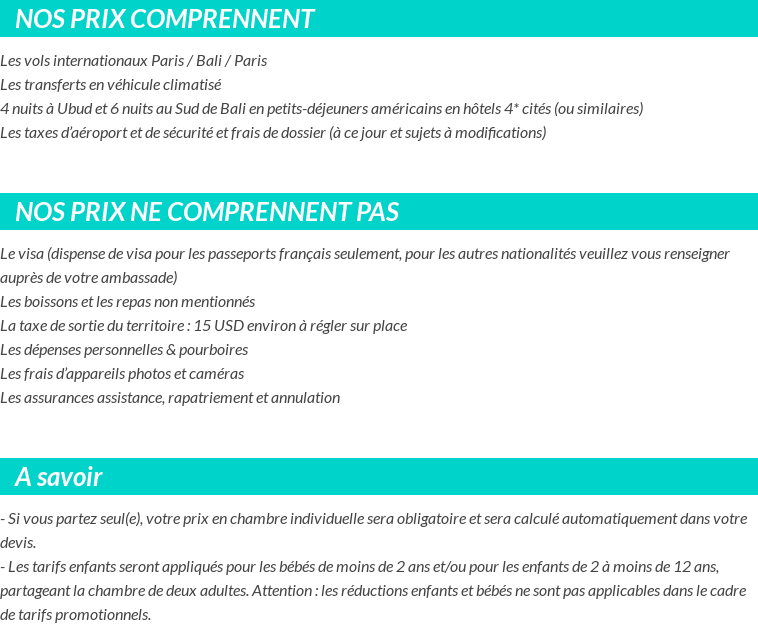 Conditions tarifaires