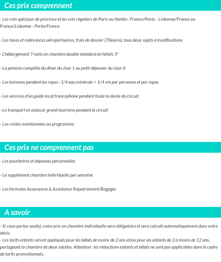 Conditions tarifaires