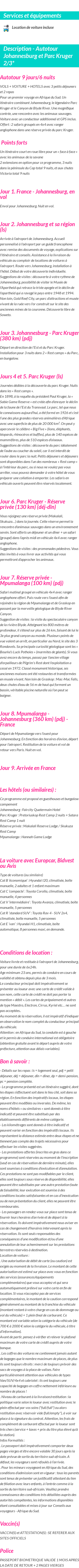 Détails du séjour