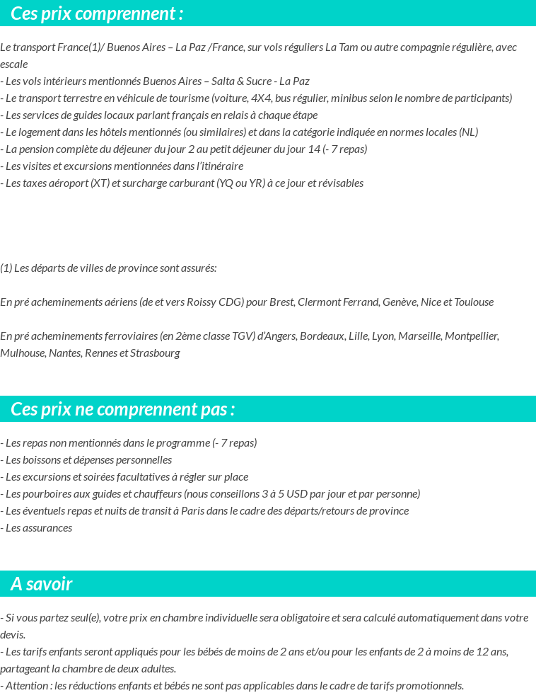 Conditions tarifaires