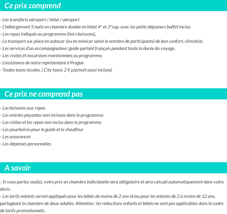 Conditions tarifaires