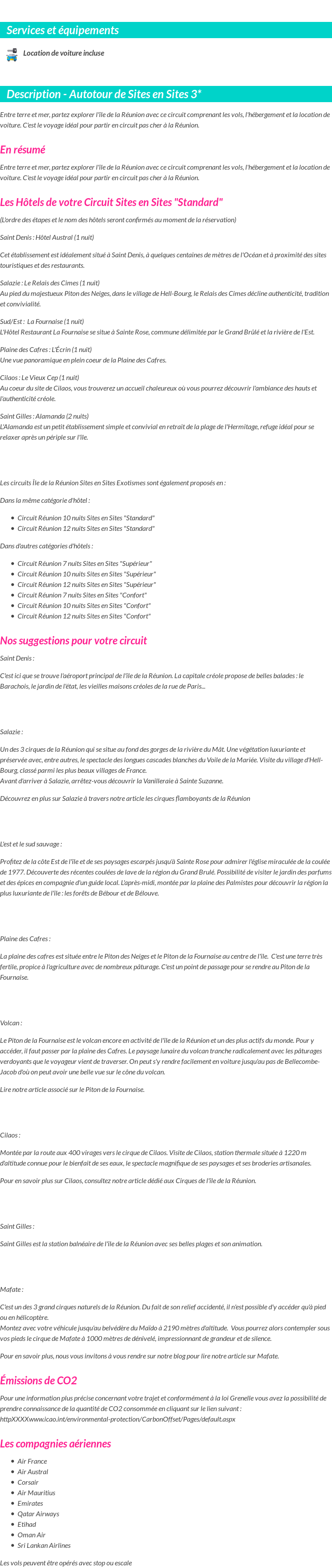 Détails du séjour