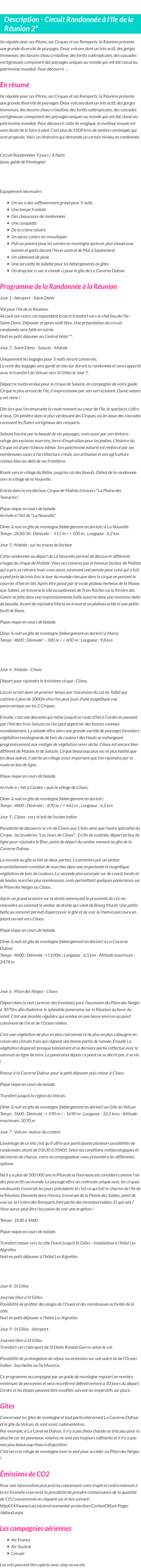 Détails du séjour