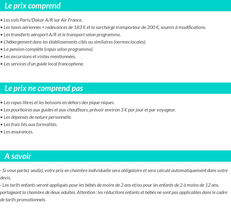 Conditions tarifaires