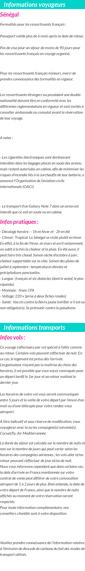 Formalités et infos voyageurs