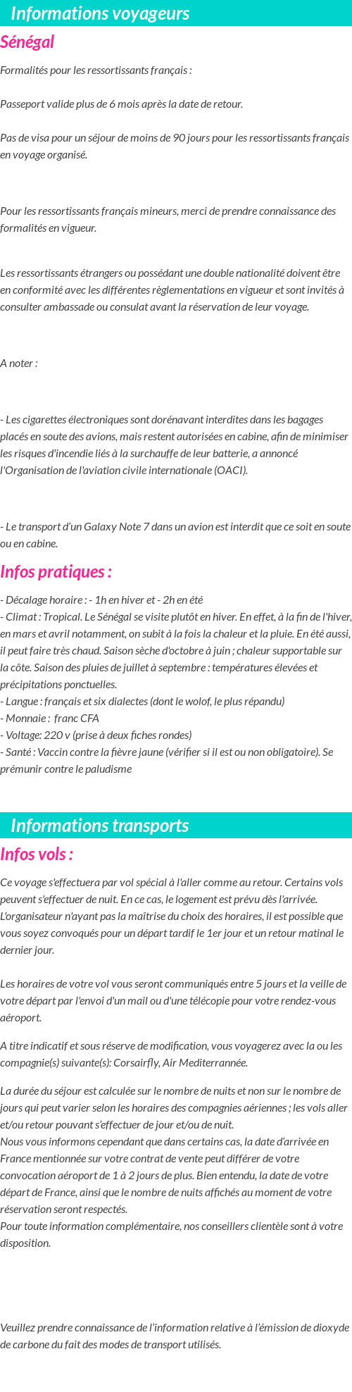Formalités et infos voyageurs