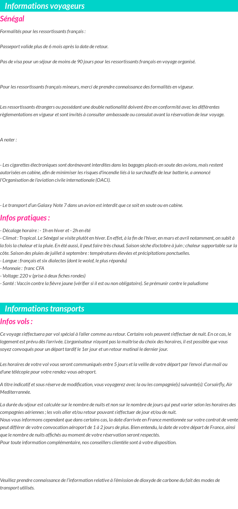 Formalités et infos voyageurs