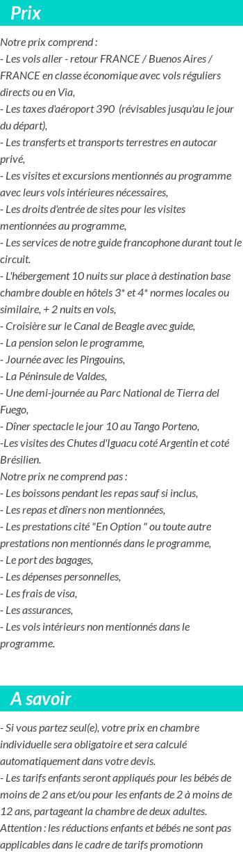 Conditions tarifaires