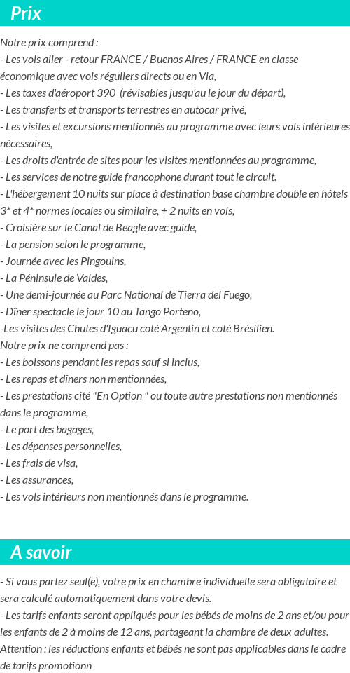 Conditions tarifaires