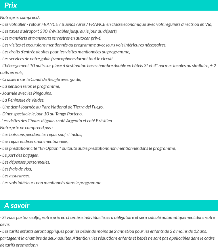 Conditions tarifaires
