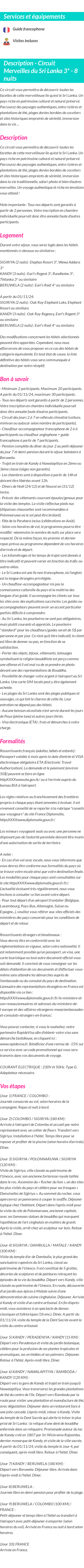 Détails du séjour