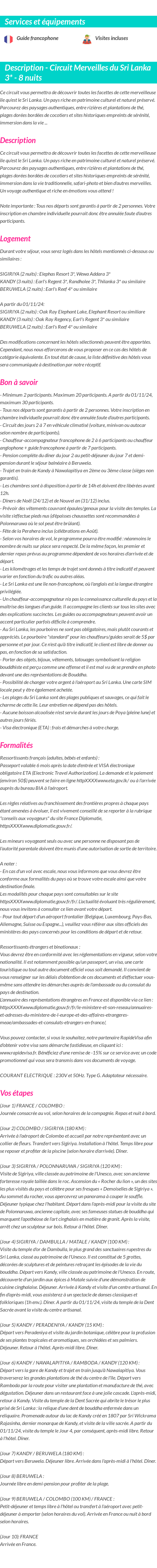 Détails du séjour