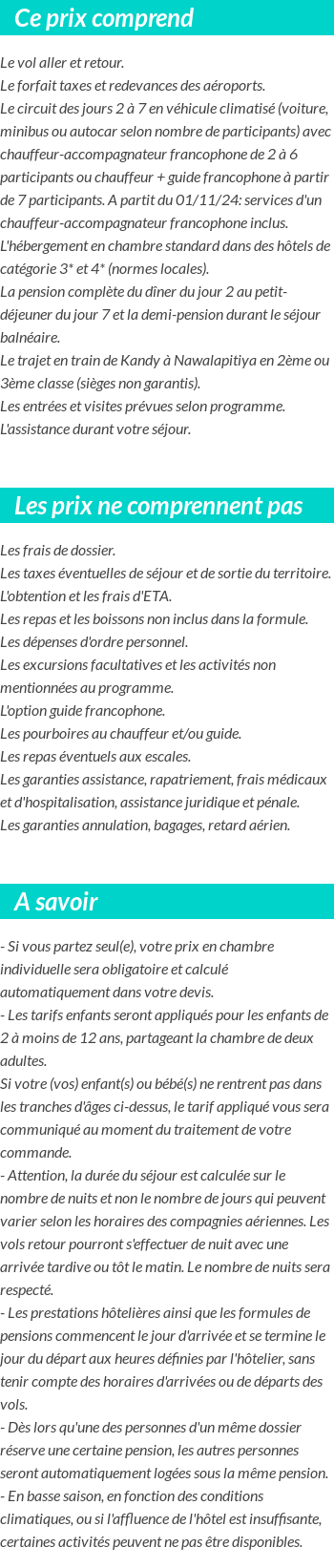 Conditions tarifaires