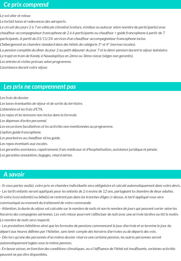 Conditions tarifaires