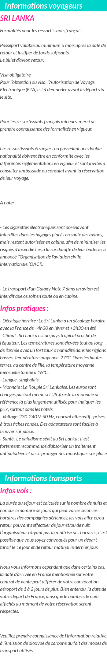 Formalités et infos voyageurs