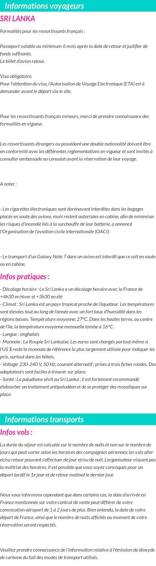 Formalités et infos voyageurs