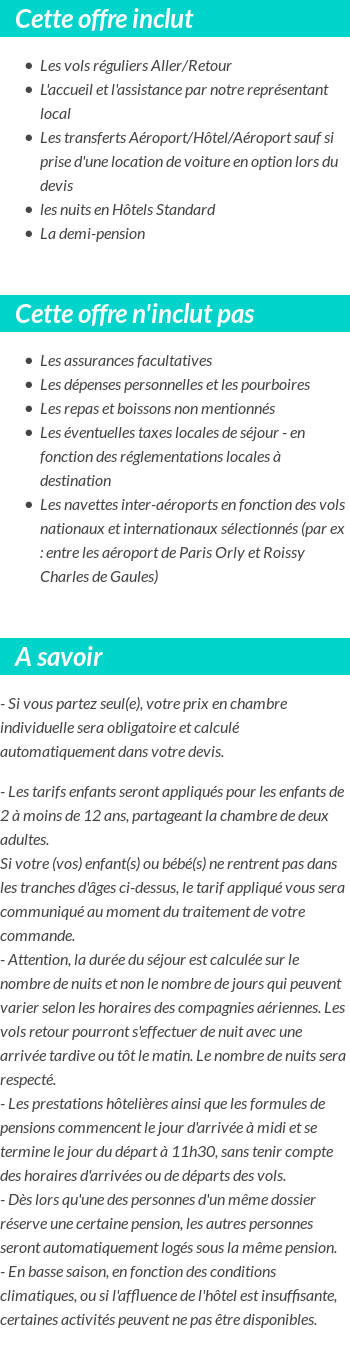 Conditions tarifaires