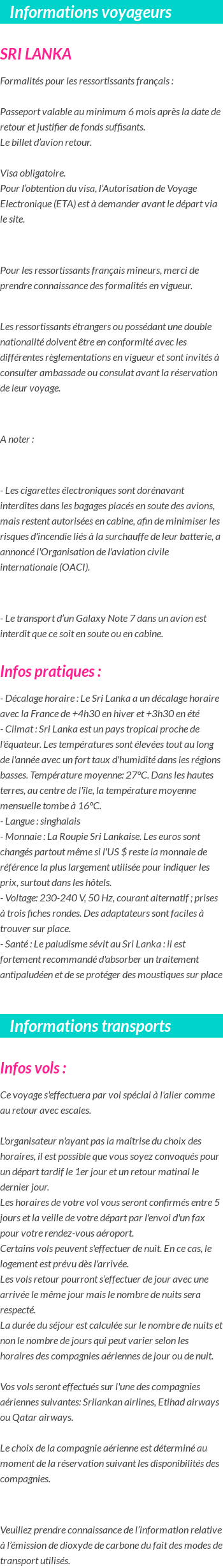 Formalités et infos voyageurs