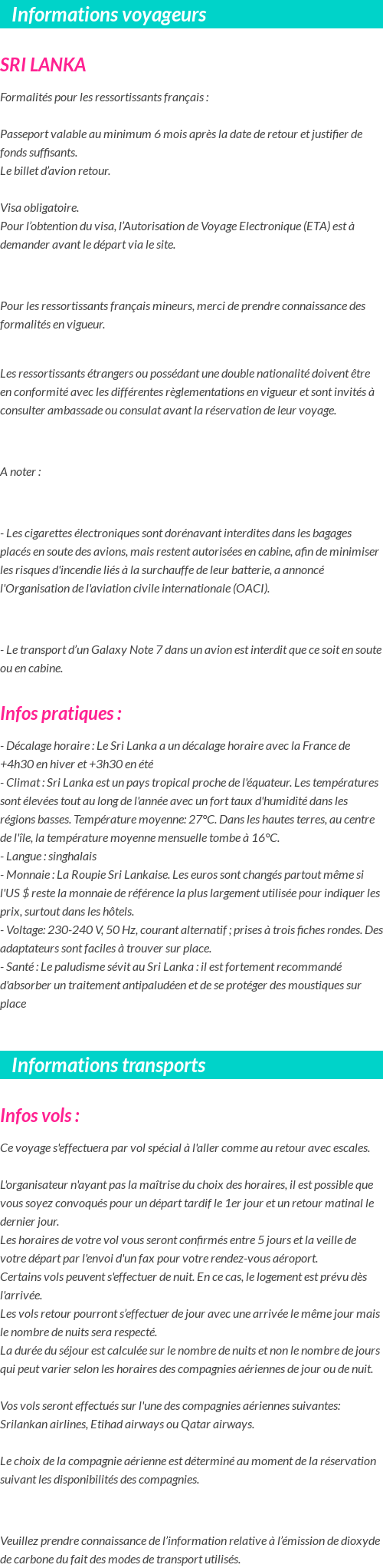 Formalités et infos voyageurs