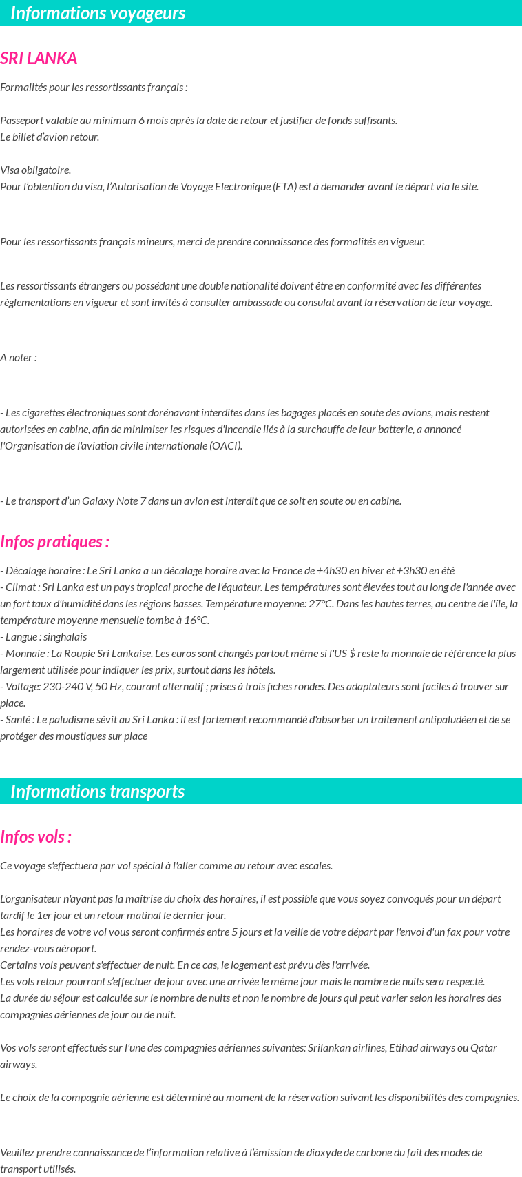 Formalités et infos voyageurs