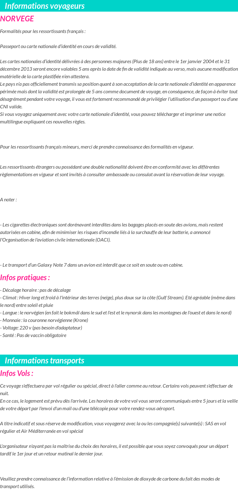 Formalités et infos voyageurs