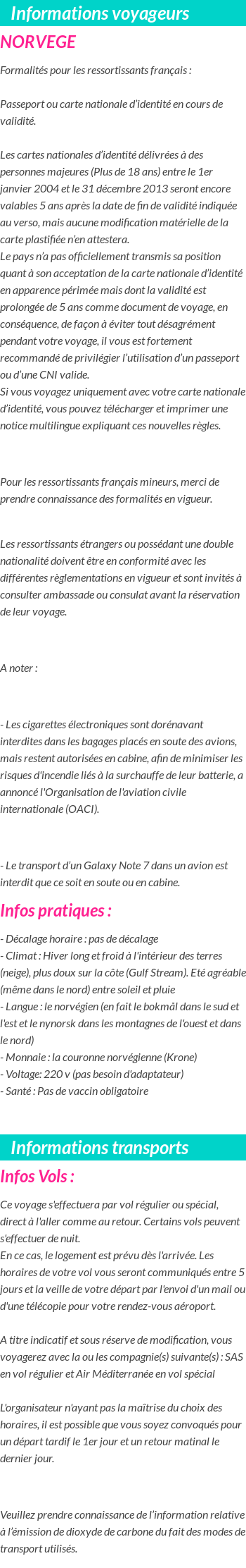 Formalités et infos voyageurs