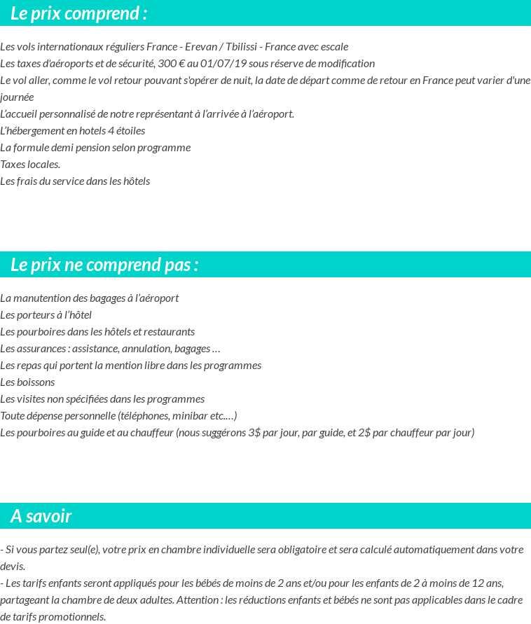 Conditions tarifaires