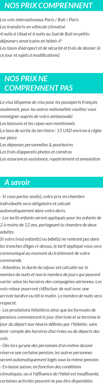 Conditions tarifaires