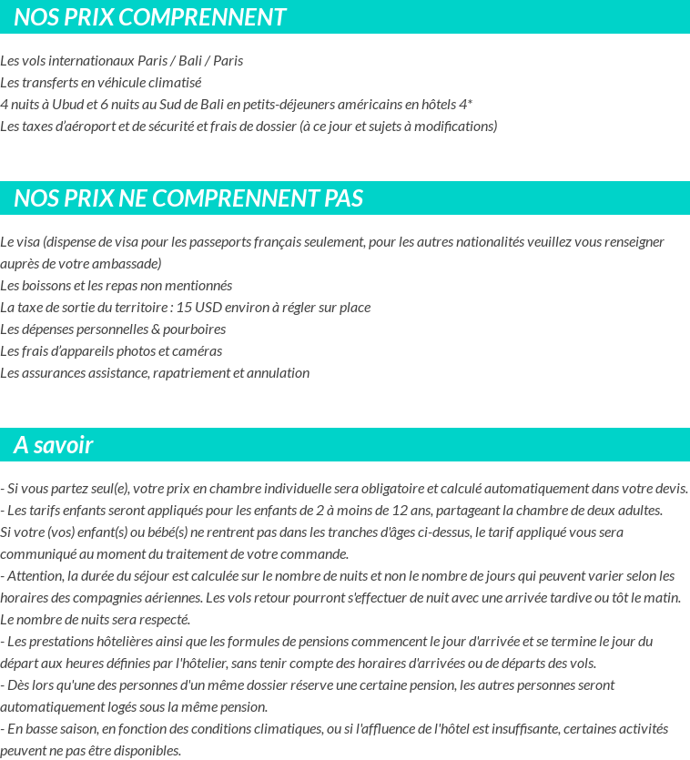 Conditions tarifaires