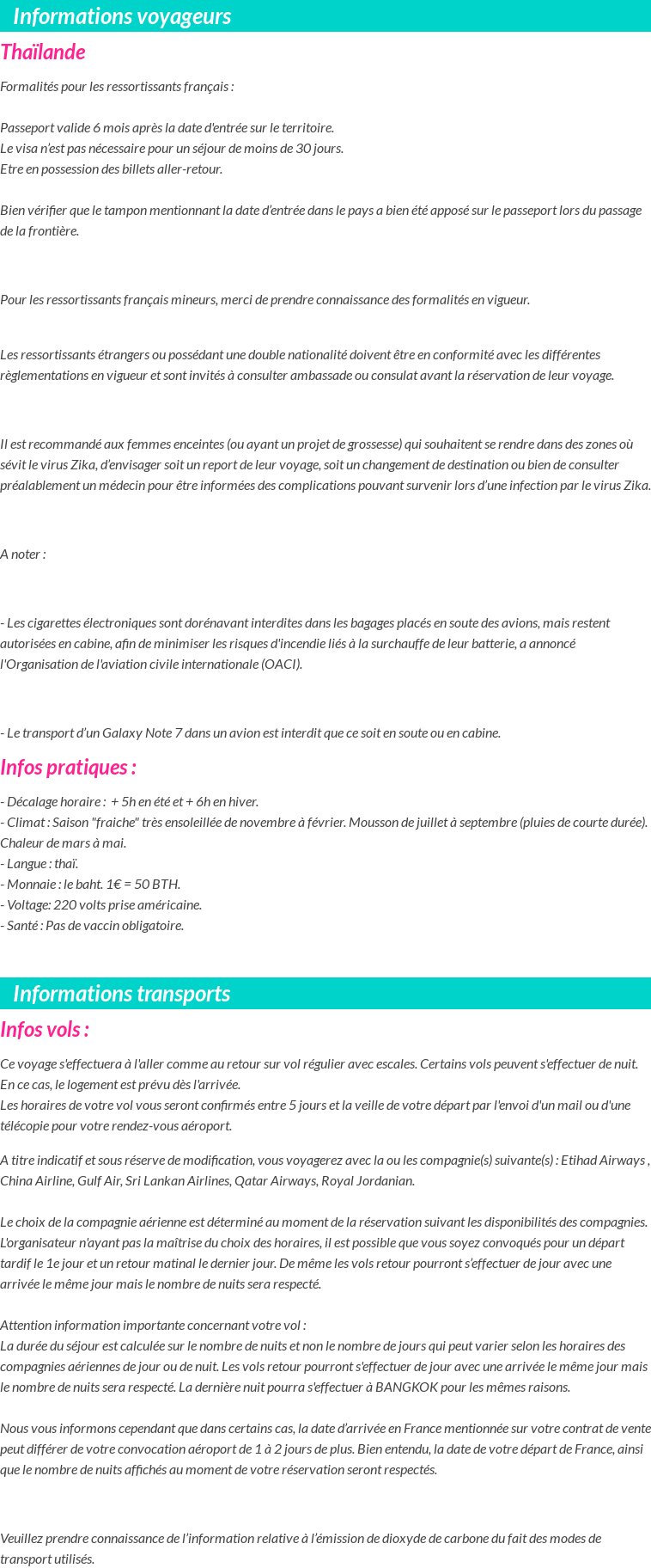 Formalités et infos voyageurs