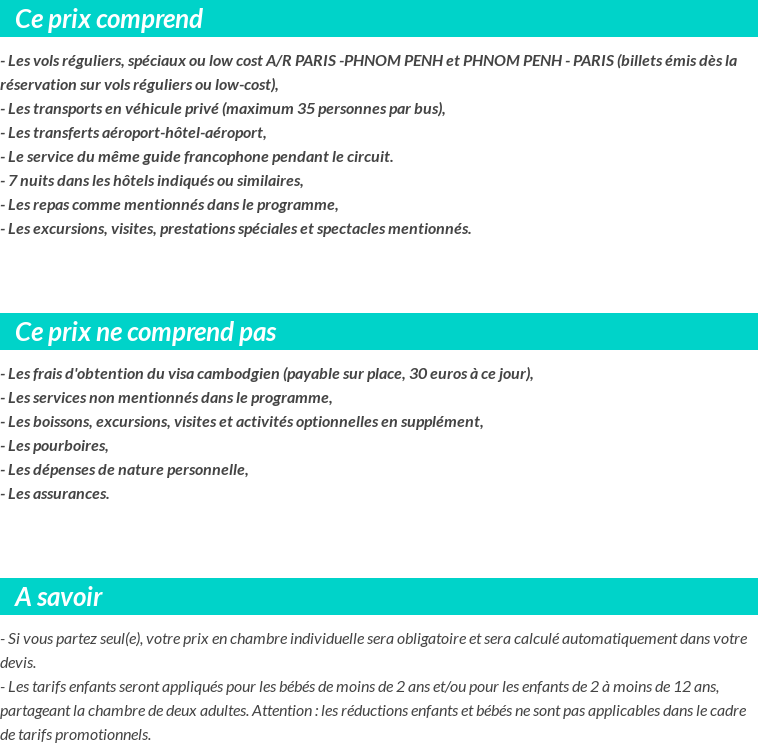 Conditions tarifaires