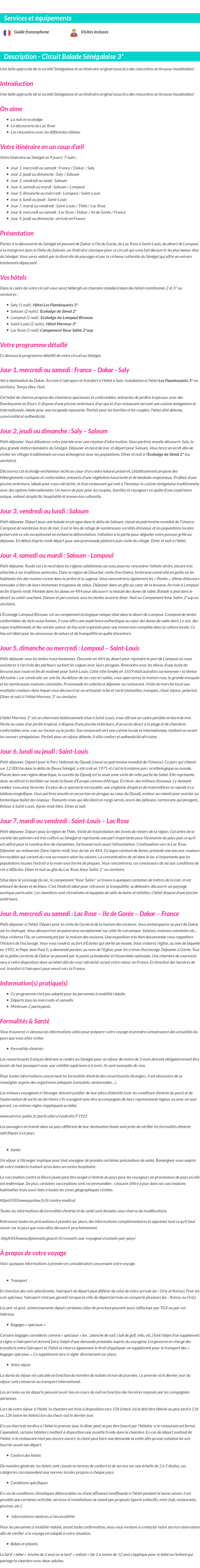 Détails du séjour