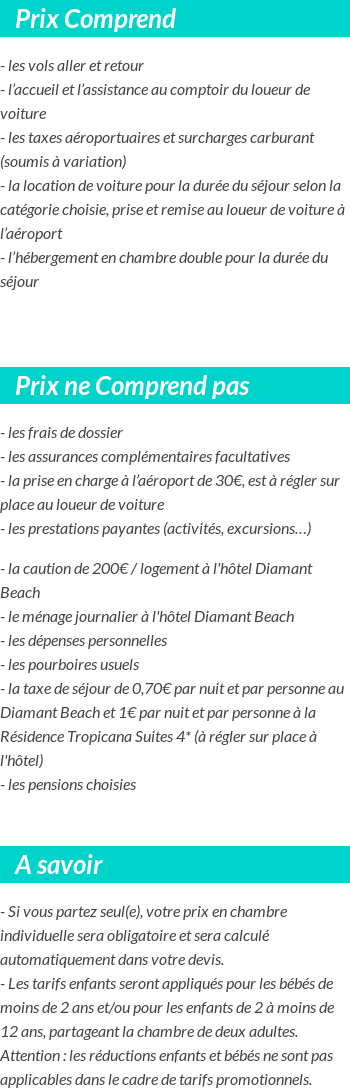 Conditions tarifaires