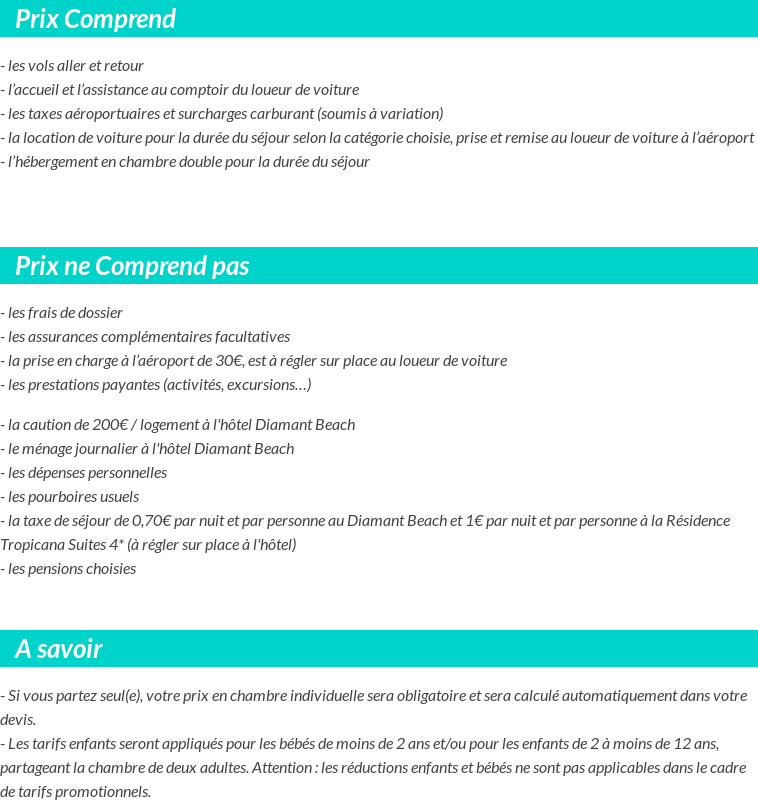 Conditions tarifaires