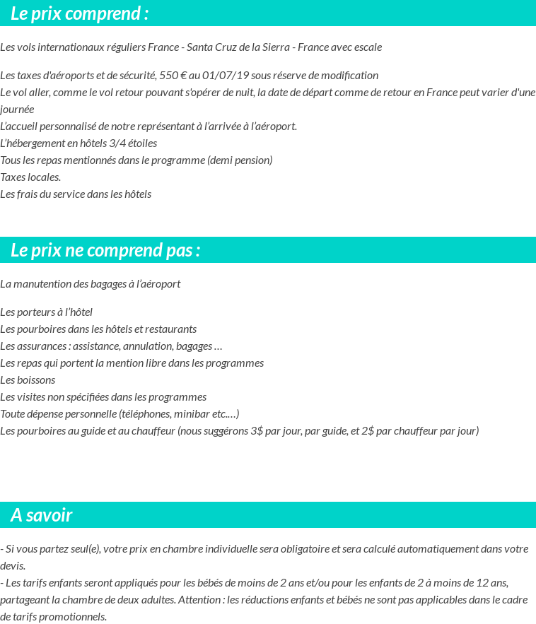 Conditions tarifaires