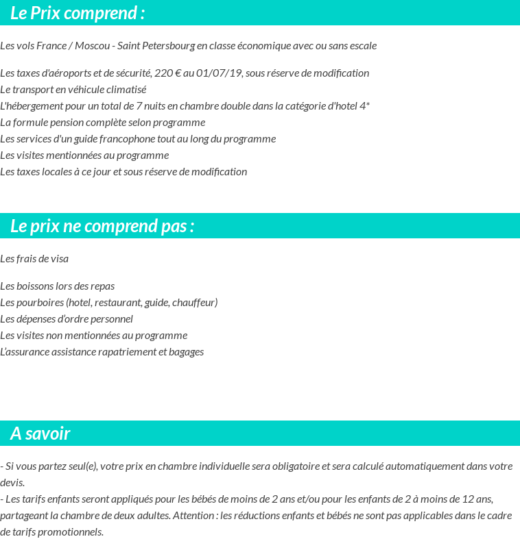 Conditions tarifaires