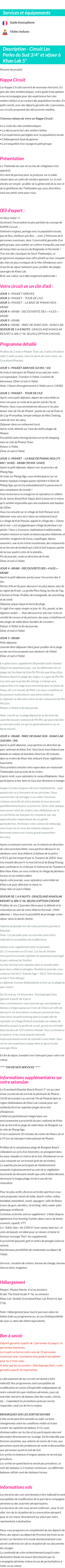 Détails du séjour