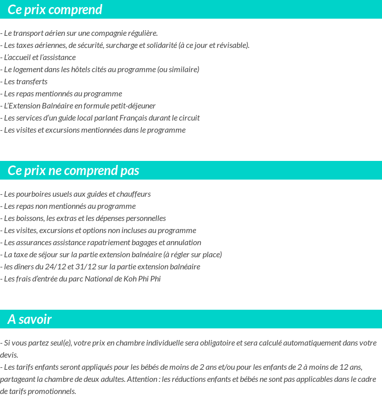Conditions tarifaires