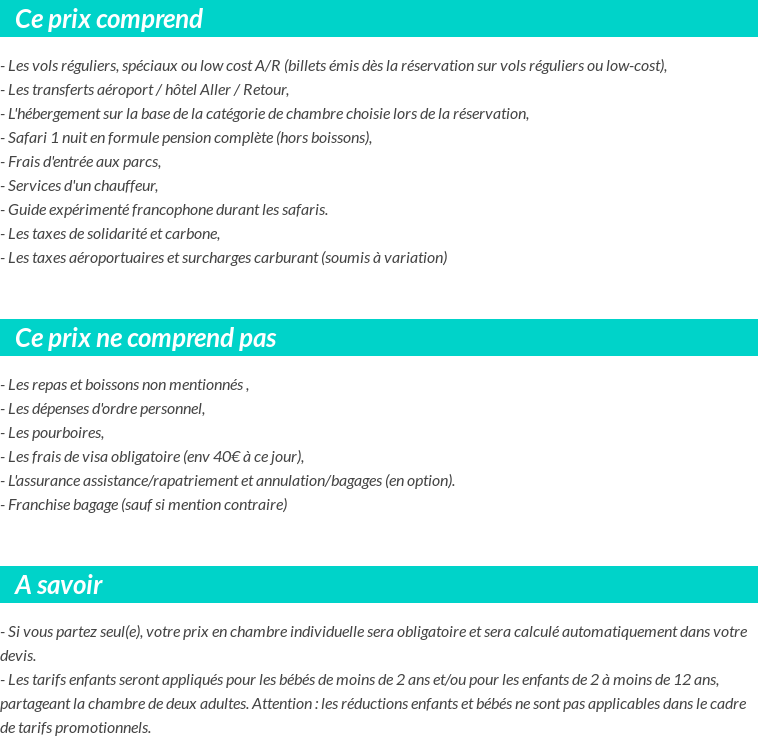 Conditions tarifaires