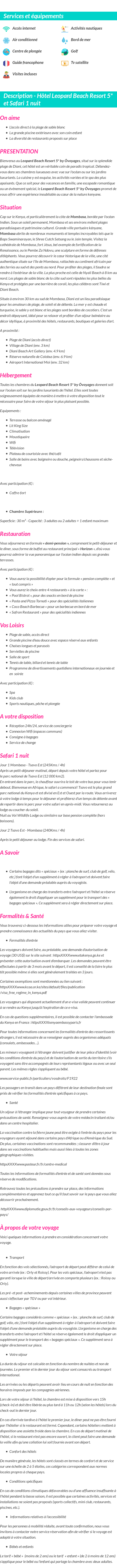 Détails du séjour