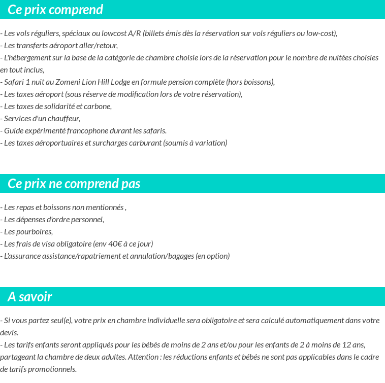 Conditions tarifaires