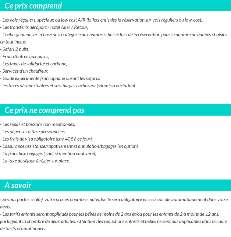 Conditions tarifaires